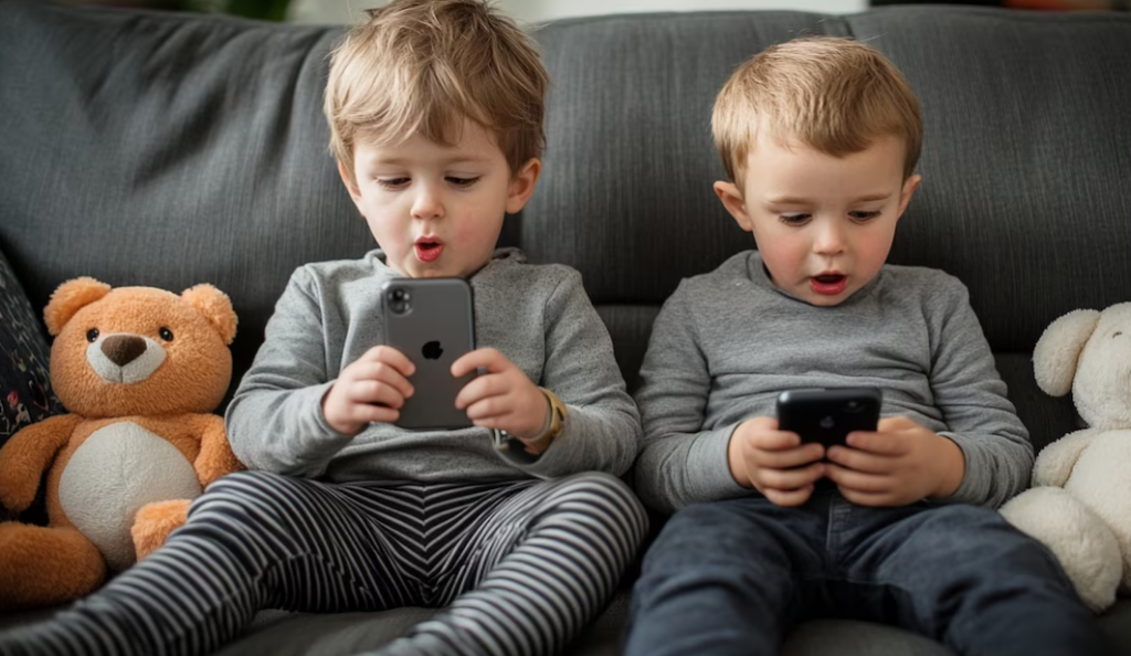 Ilustrasi Dua Anak Yang Sedang Menimati Tontonan di Ponsel Sumber Infobae dot com